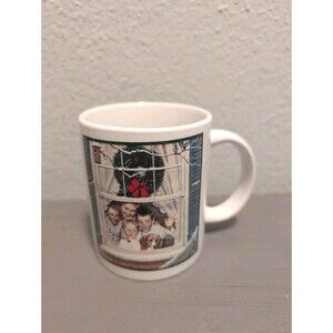 Norman Rockwell Designer Studio Christmas Mug Coffee Cup 1990s Window Scene